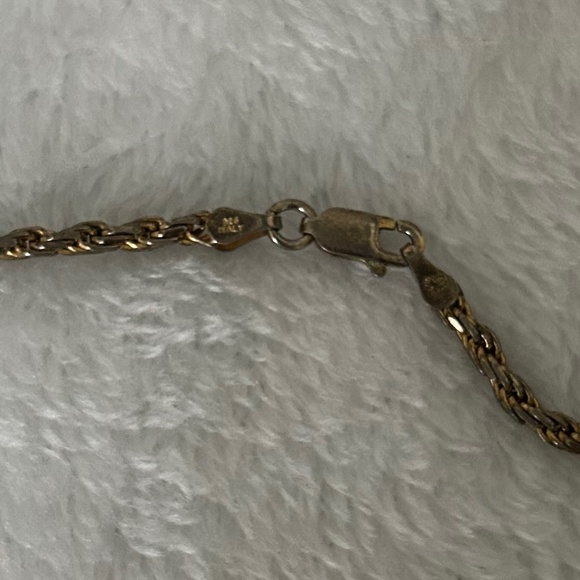 Vintage 925 Silver Italy Gold Filled 3 Leaf Clover Makers Mark Rope Necklace - Picture 3 of 3